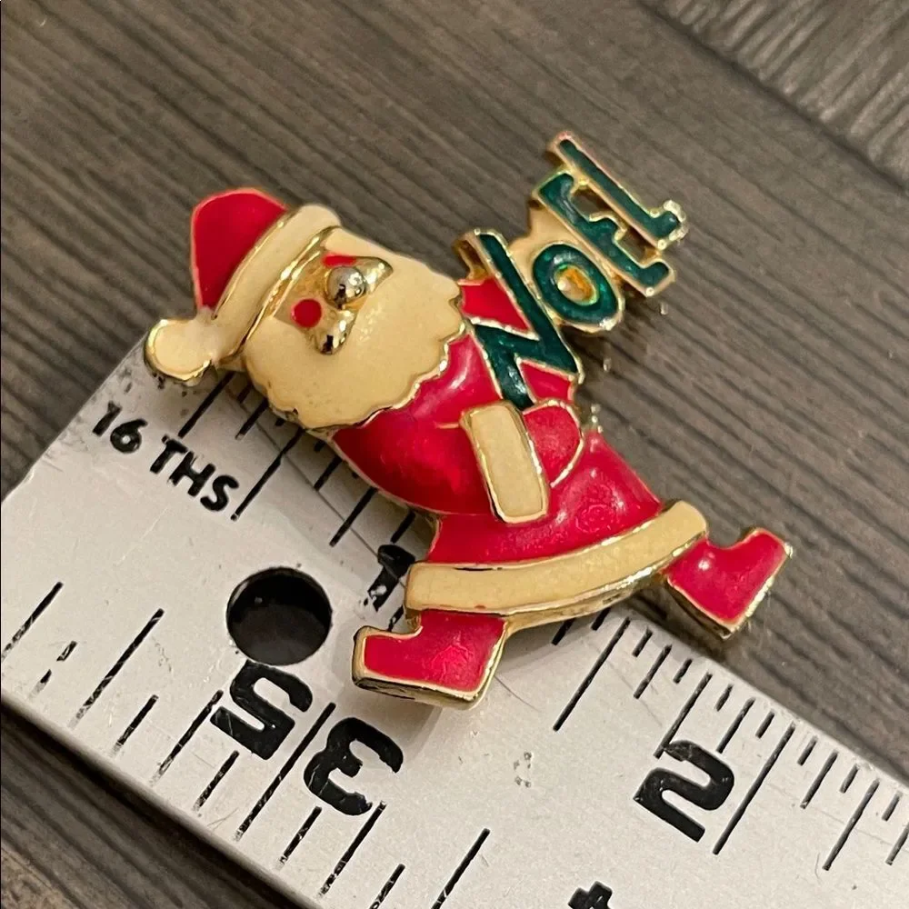 Vintage Jolly Santa - NOEL Enamel Pin By Accessories Associates Inc. Holiday Pin